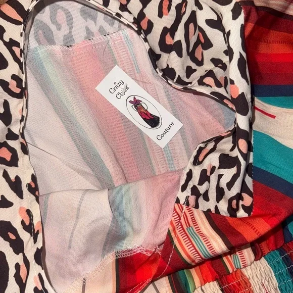 Red and Blue Ruffled Tiered Sundress with Puff Sleeves - Picture 2 of 2